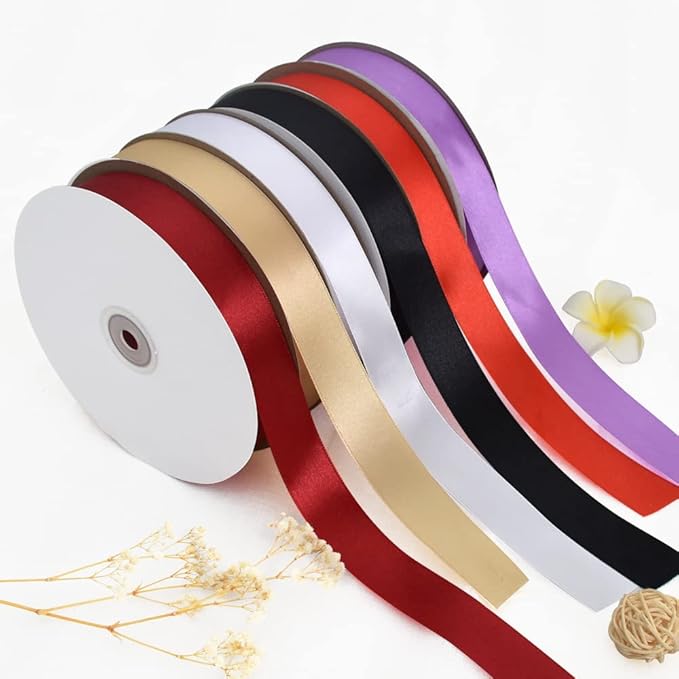 TONIFUL 1 Inch x 100yds Gold Satin Ribbon, Thin Solid Color Satin Ribbon - Image 6