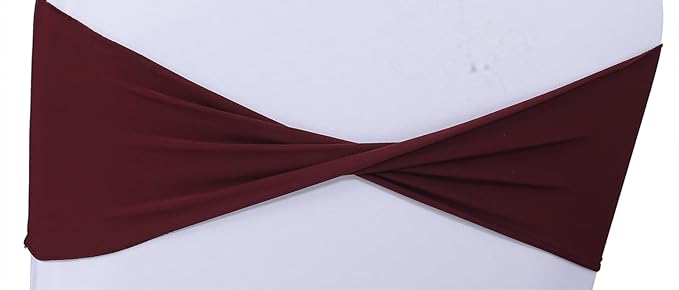 MDS Pack of 200 Spandex Chair Sashes Bows Elastic Stretch Dining Chair Bands - Image 2
