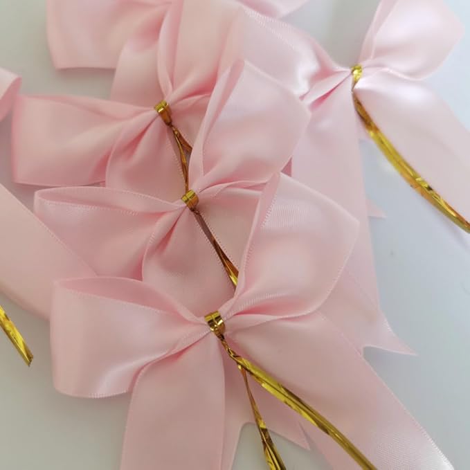 50pcs 3.5" Double Face Satin Pink Bows - Image 9