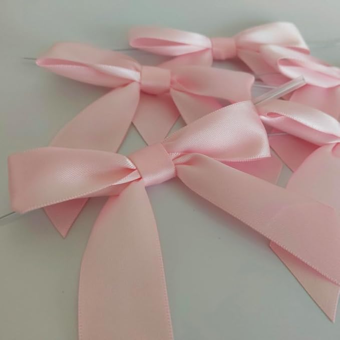 50pcs 3-1/2" Light Pink Satin Ribbon Bows - Image 6