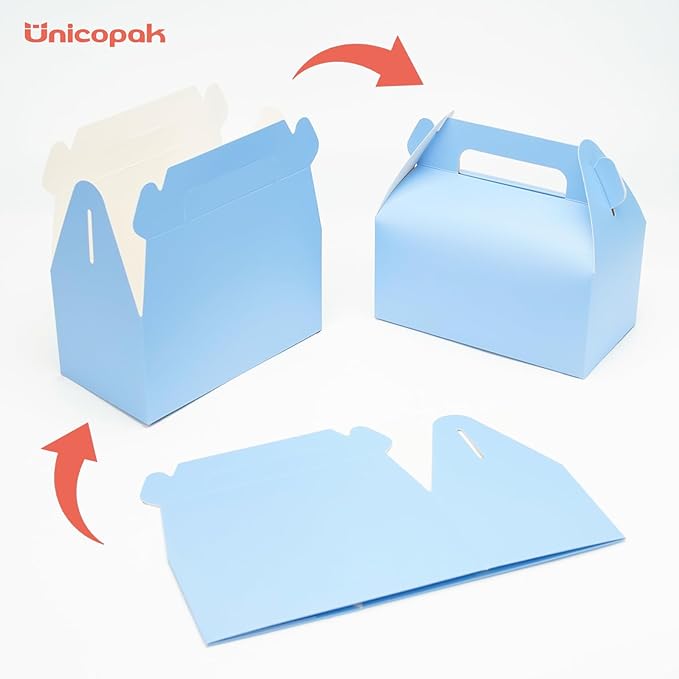 UnicoPak 30 Pack Baby Blue Gable Treat Boxes Party Favor Goodie Bag Boxes - Image 3
