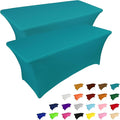 IVAPUPU 2 Pack 6FT Table Cloth for Rectangular Fitted Events Stretch Lake Blue by IVAPUPU