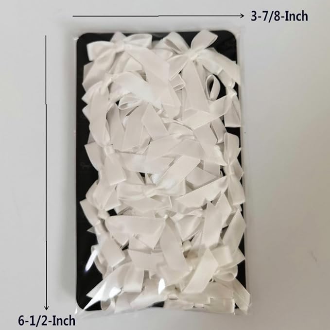 50pcs 1-1/2" Mini White Satin Ribbon Bows Without Twist Ties - Image 5