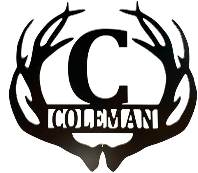 PK Décor Deer Antler Decor Family Last Name ACM Metal Sign by PKDecor