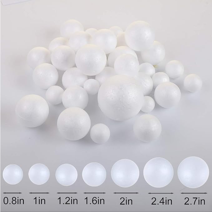 121 PCS 7 Sizes White Foam Balls Polystyrene Craft Balls - Image 4