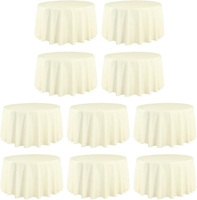 LTC LINENS 10 Pack 108 Inch Round Tablecloths Ivory by LTCLINENS