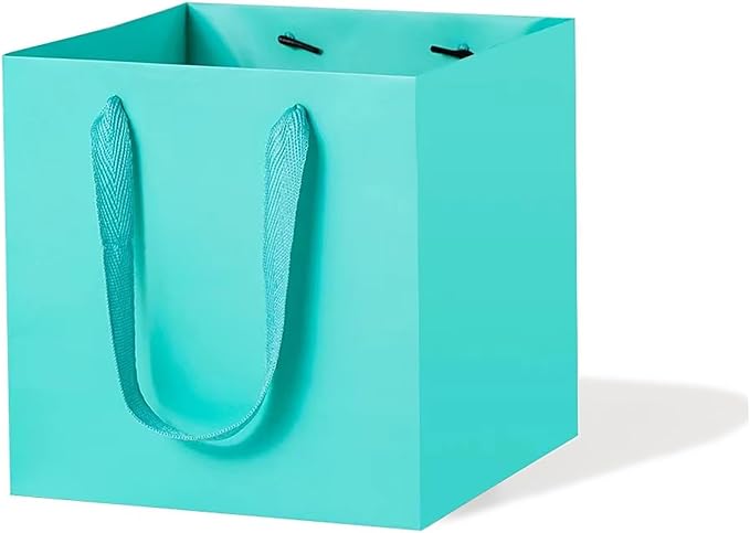Teal Blue Paper Gift Bag 12 in Large Gift Box Square Bottom Kraft Paper Bags by L%C3%B3ngF%C3%A8ngCh%C3%A9ngXi%C3%A1ng