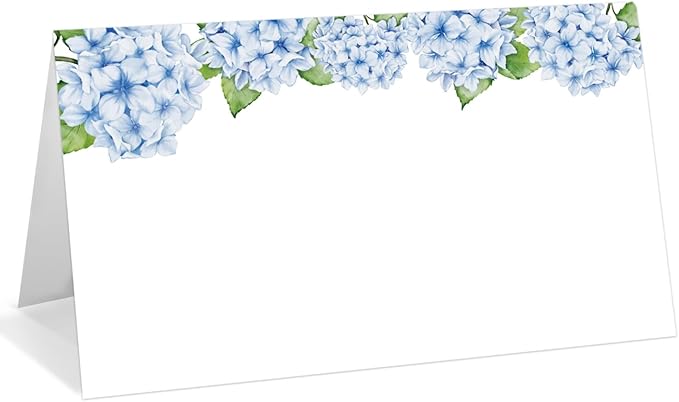 25 Pack Blue Floral Place Cards, Editable Name Cards by WwongxianB