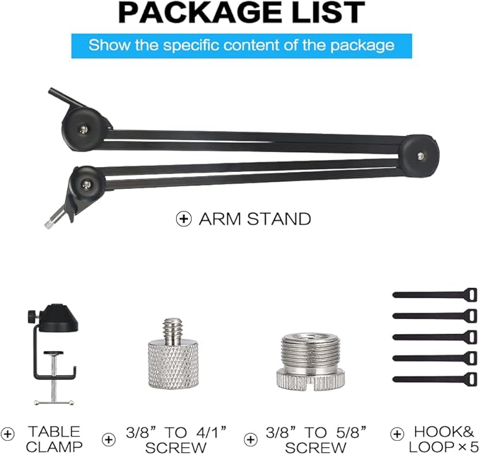 BOMGE heavy duty gaming Mic Boom Arm, Adjustable Studio Microphone Stand Arm - Image 7
