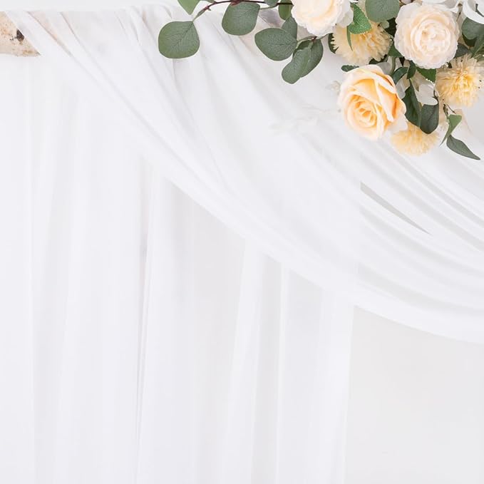 Socomi White Sheer Wedding Arch Draping Fabric 29" x 20Ft 1 Panel Outdoor - Image 3