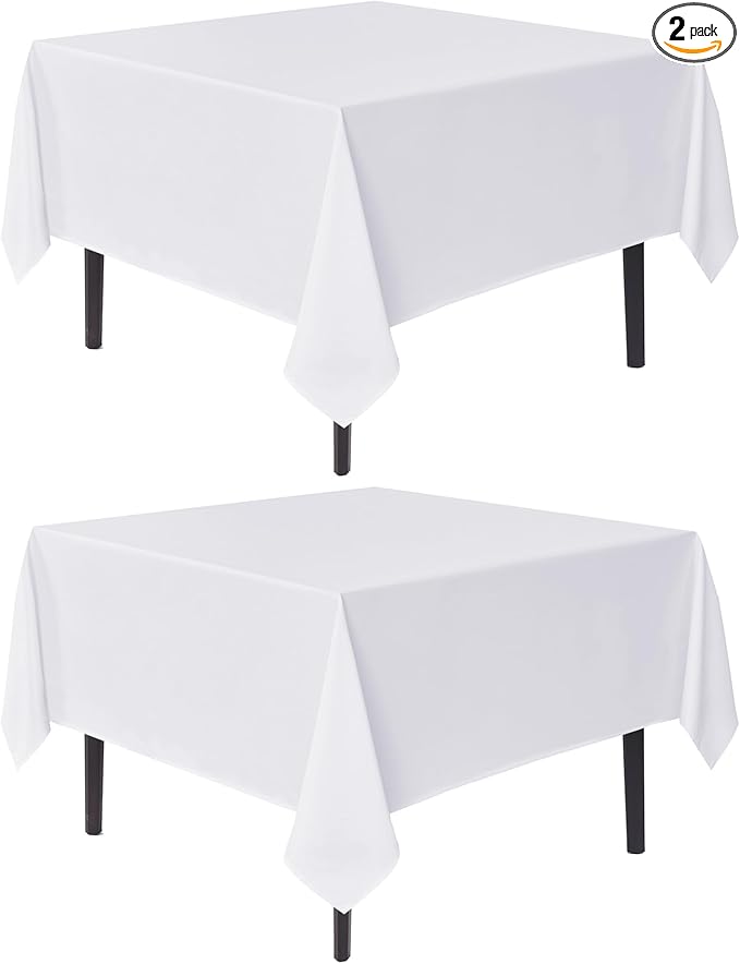 sancua White Large Square Tablecloths 85x85 Inch, 2 Pack by sancua