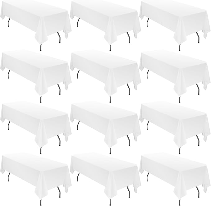 12 Pack 60 x 126 Inch Tablecloth Rectangle, Washable Fabric Table Cover by fani