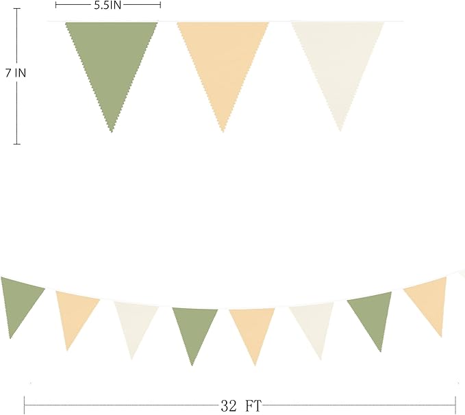 32Ft Camping Party Decorations Olive Green Tan Brown Cream Neutral Triangle - Image 3