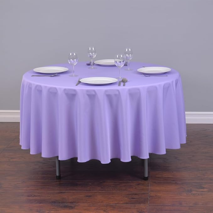 LTC LINENS 2 Pack 90 Inch Round Tablecloth Lavender - Image 5