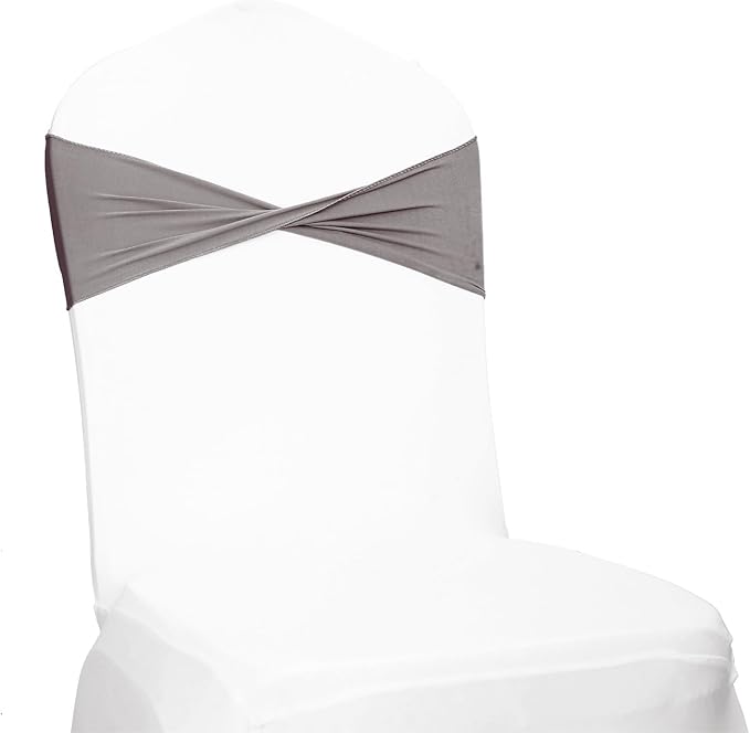 MDS Pack of 50 Spandex Chair Sashes Bows Elastic Stretch Dining Chair Bands - Image 3