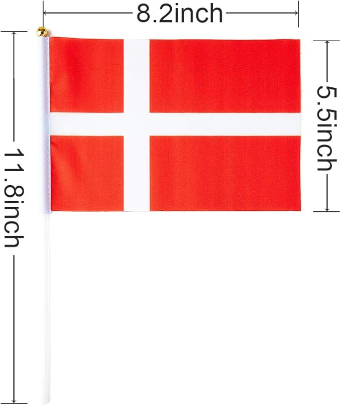 Denmark Flag Danish Flag, Small Mini Handheld Denmark Flags on Stick - Image 3