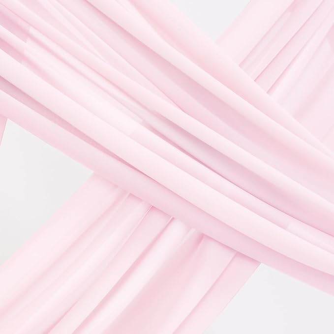 Socomi Wedding Arch Draping Fabric 2 Panels 29" x 19Ft Blush Pink Sheer Chiffon - Image 3
