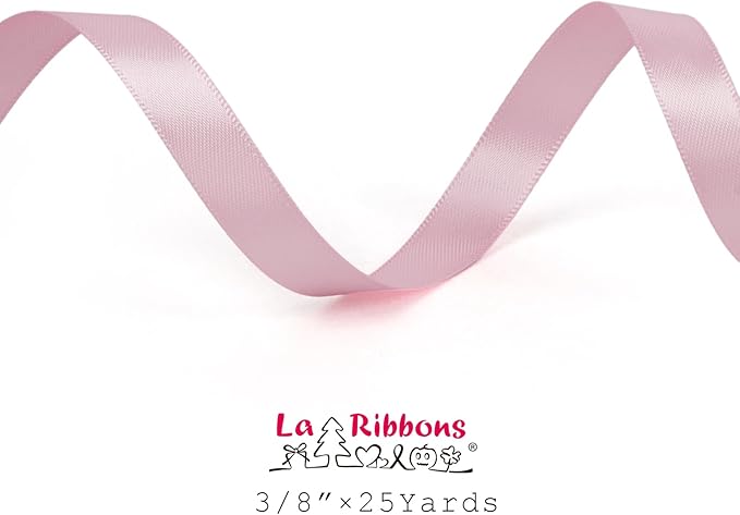 LaRibbons 3/8 Inch 25 Yard Double Faced Satin Ribbon, Rose Pink Small Satin - Image 5