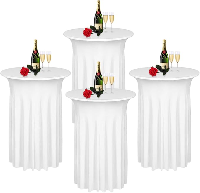 Albassa 4 Pack Cocktail Table Covers 32"x 43" Spandex Stretch Round Cocktail by AlbassaMakeYourPartyUnique