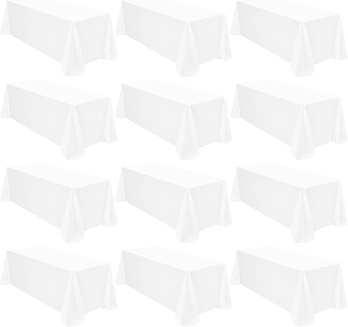 12 Pack Polyester Rectangle Tablecloth 90 x 132 Inch White Tablecloth by fani