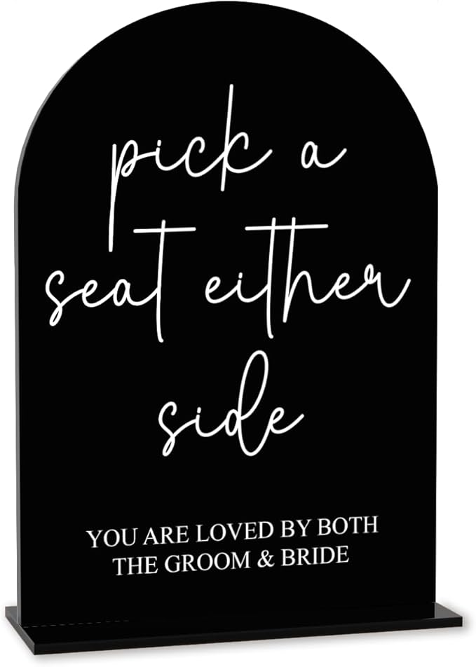 Black Pick a Seat Not a Side Wedding Sign, Engagement Bridal Shower Decor fo by AASRR