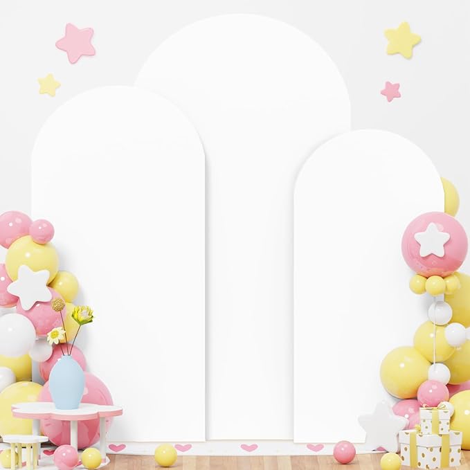 Metal Arch Backdrop Stand and White Wedding Arch Cover Set 7.2FT 6.6FT 6FT - Image 2