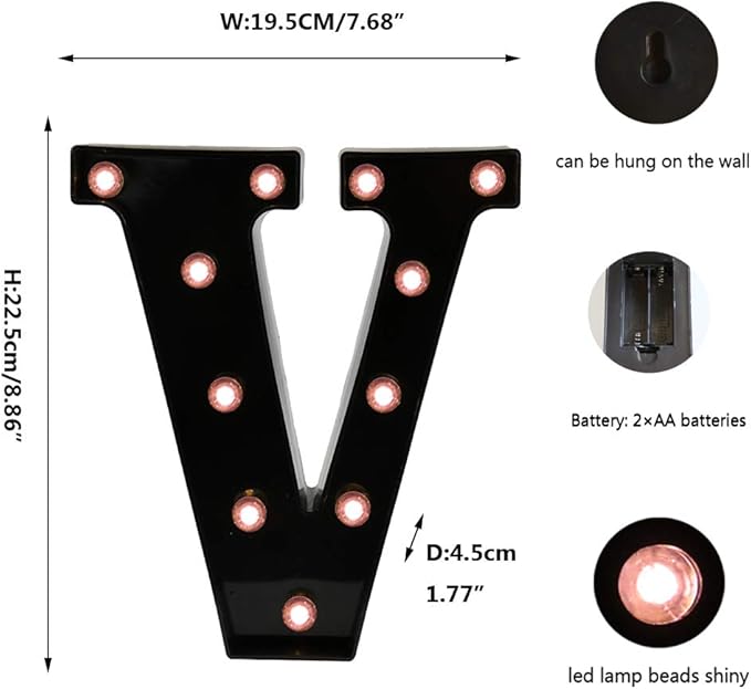 Light Up Black Alphabet Marquee Letters Sign LED Marquee Number Lights Sign - Image 6