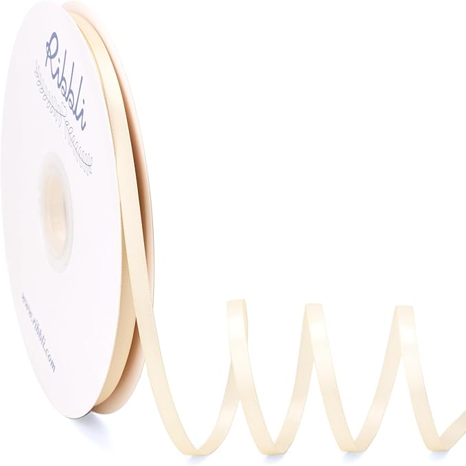 Ribbli Ivory Satin Ribbon Double Faced Satin 1/4 Inch x Continuous 100 by Ribbli