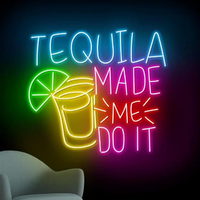 Tequila Made Me Do It Neon Wall Sign, Tequila Led Wall Sign, Cocktail Neon Wall - Image 2