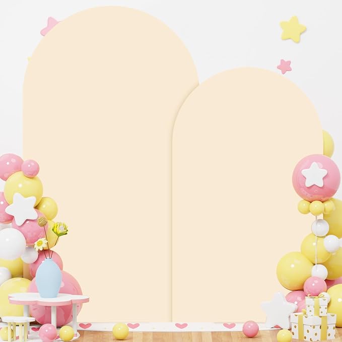 Arch Backdrop Stand with Beige Spandex Arch Cover Set of 2 6FT 7.2FT Spandex - Image 2