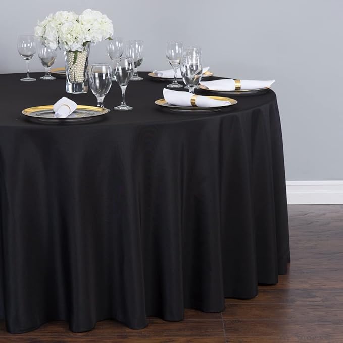 LTC LINENS 2 Pack 108 Inch Round Tablecloth Black - Image 2