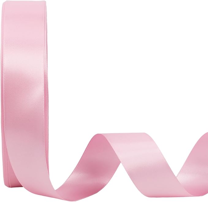 LaRibbons 1 Inch 50 Yard Double Faced Satin Ribbon, Rose Pink Satin Craft by LaRibbons
