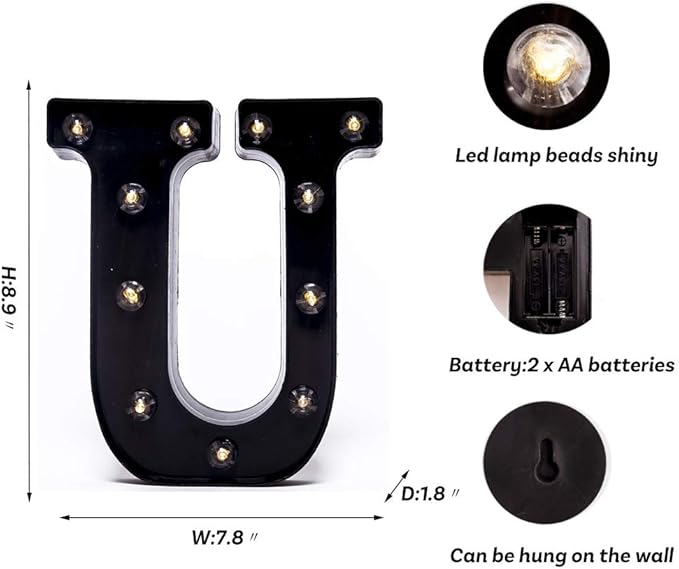 Foaky Black LED Marquee Number Lights Sign Light Up Marquee Number Lights Sign - Image 3