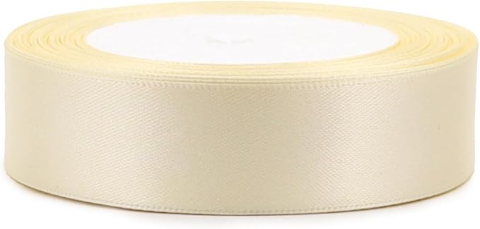 Rice White Solid Satin Ribbon 1 Inch 25 Yards Solid Polyester Fabric Ribbon - Image 3