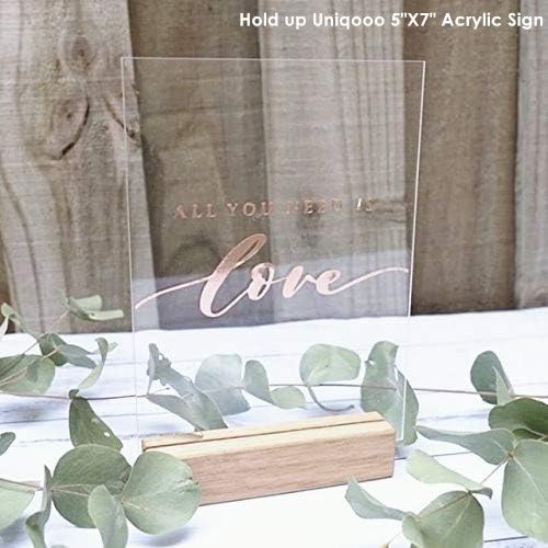 UNIQOOO 5 Pack Wood Table Number Stands | 1/8” Thick Acrylic Sign Holders | Oak - Image 7