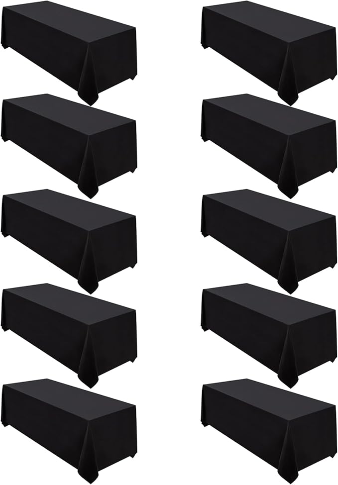 Surmente 10 Pack Black Tablecloth 90 x 132-inch Rectangular Polyester Table by Surmente