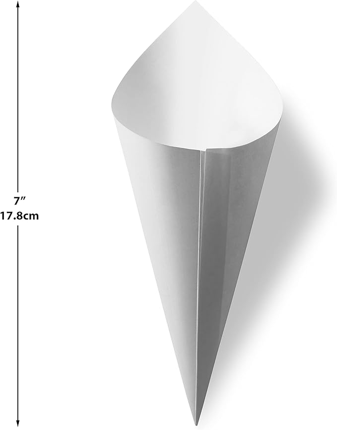 MONTX® 200-Pack Disposable Food Cones | 7" or 6" | White Food-Safe Paper - Image 7