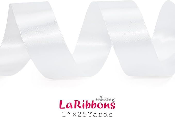 LaRibbons White Ribbon 1 Inch 25 Yards Luxury Double Faced White Silk Ribbon - Image 5