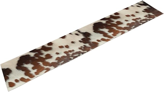Farmhouse Cow Skin Print Table Runner, Safari Wildlife Brown Country Farm - Image 8