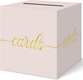 QIKSION Blush Pink Wedding Card Box, Rose Gold Foil Gift Card Box by QIKSION