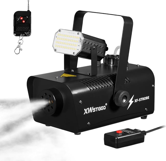 Fog Machine 1000W with Strobe Light, Wireless Remote, and Events by XuanWuStageEquipment