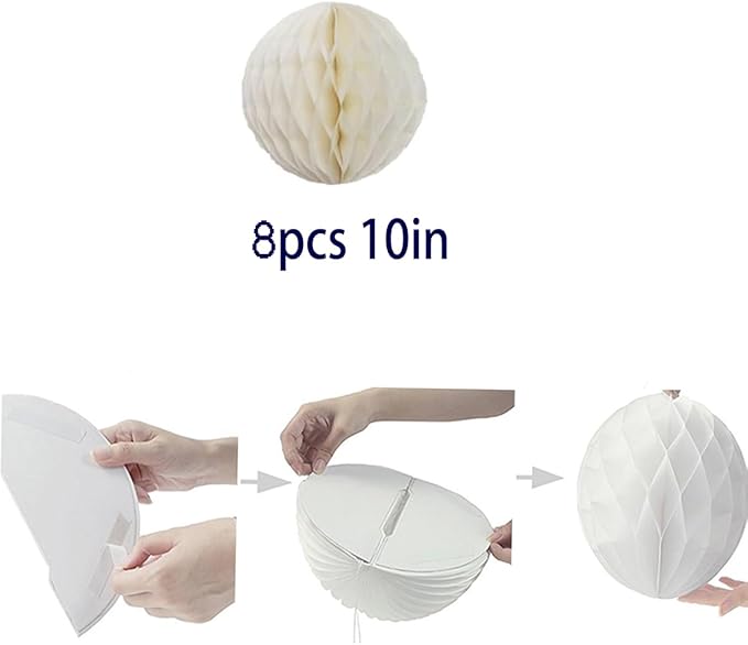 8pcs 10 inch Paper Honeycomb Balls Decorative Tissue Pom Poms Flower Art - Image 2
