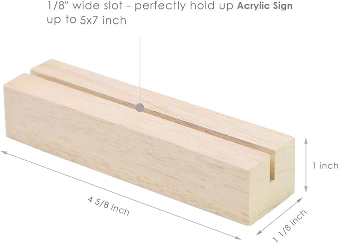 UNIQOOO 5 Pack Wood Table Number Stands | 1/8” Thick Acrylic Sign Holders | Oak - Image 6