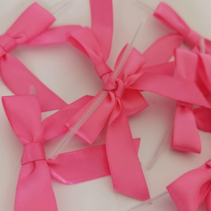 50pcs 2-1/2" Hot Pink Satin Ribbon Bows - Image 9