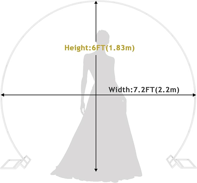 Asee'm 7.2FT White Wedding Arch Round Backdrop Stand Large Circle Metal Floral - Image 2