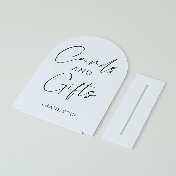 White Arch Acrylic Wedding Sign- 5"x7" Cards and Gifts Sign and Base, 1/8" - Image 3