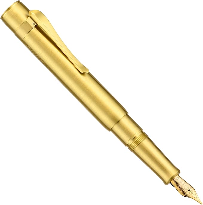 Hongdian M2 Black Forest Mini Fountain Pen, Long Blade Nib & Sleek Shape Brass - Image 2