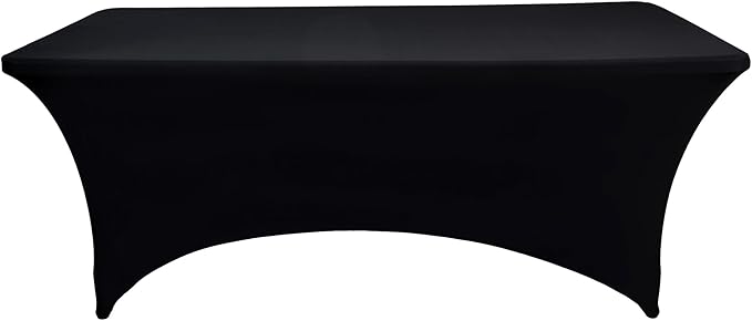 6-Pack 6ft Black Spandex Table Covers - Image 8