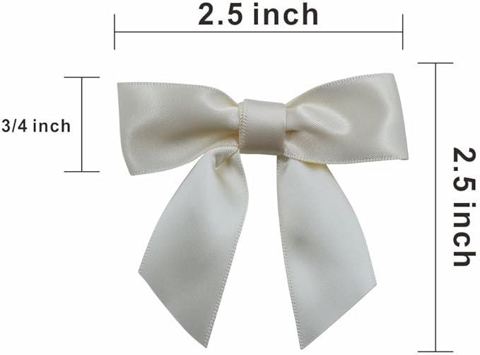 2.5" Hgzgch Cream Satin Ribbon Bow - Image 2