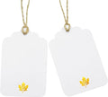 100 Pcs Blank Gift Tags with String Gold Foil Maple Leaf Fall Large Gift Tags by ASYEHJNR